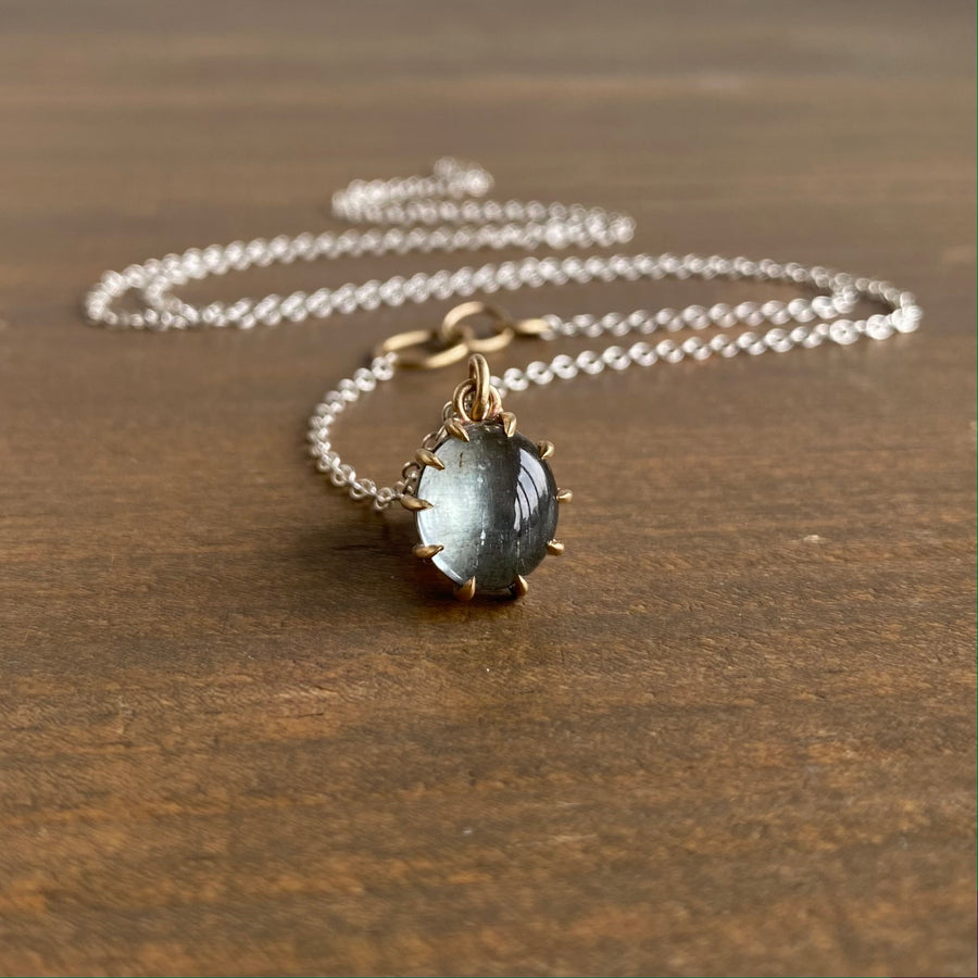 Small Moss Aquamarine Vanity Necklace