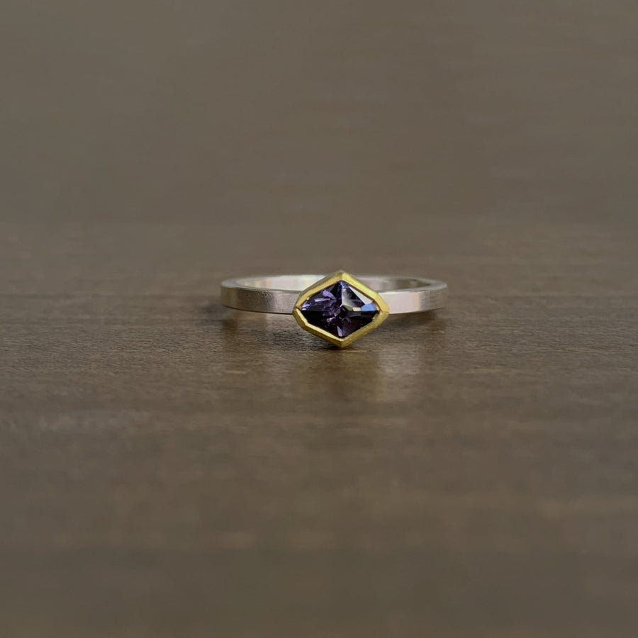 Purple Spinel East-West Geometric Ring