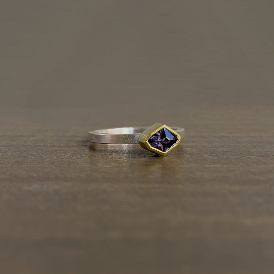 Purple Spinel East-West Geometric Ring