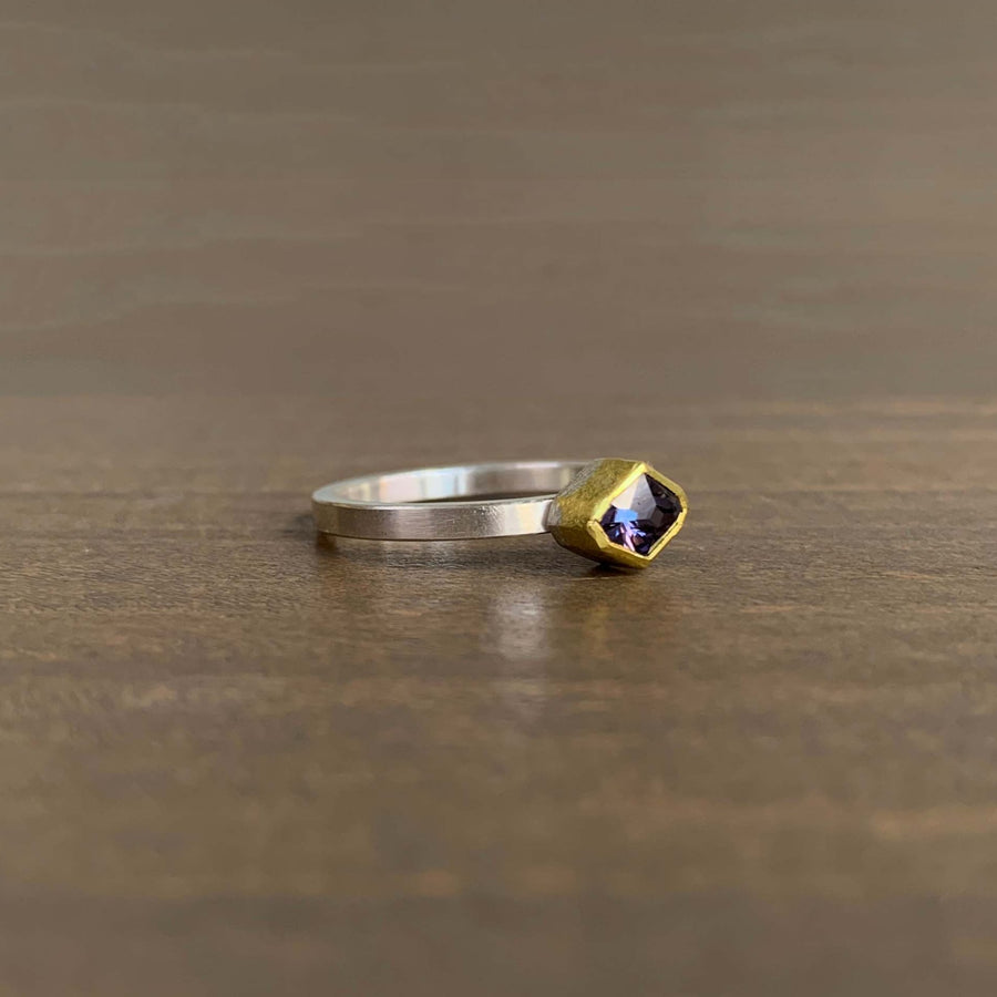 Purple Spinel East-West Geometric Ring