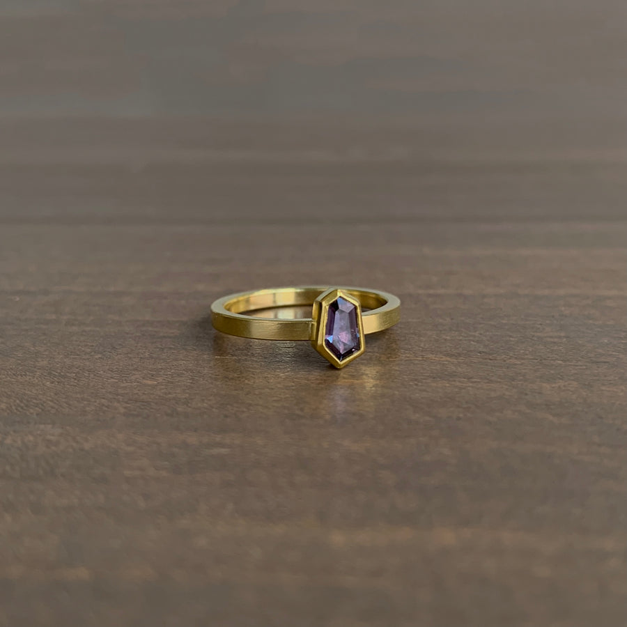 Purple Sapphire Geometric Ring