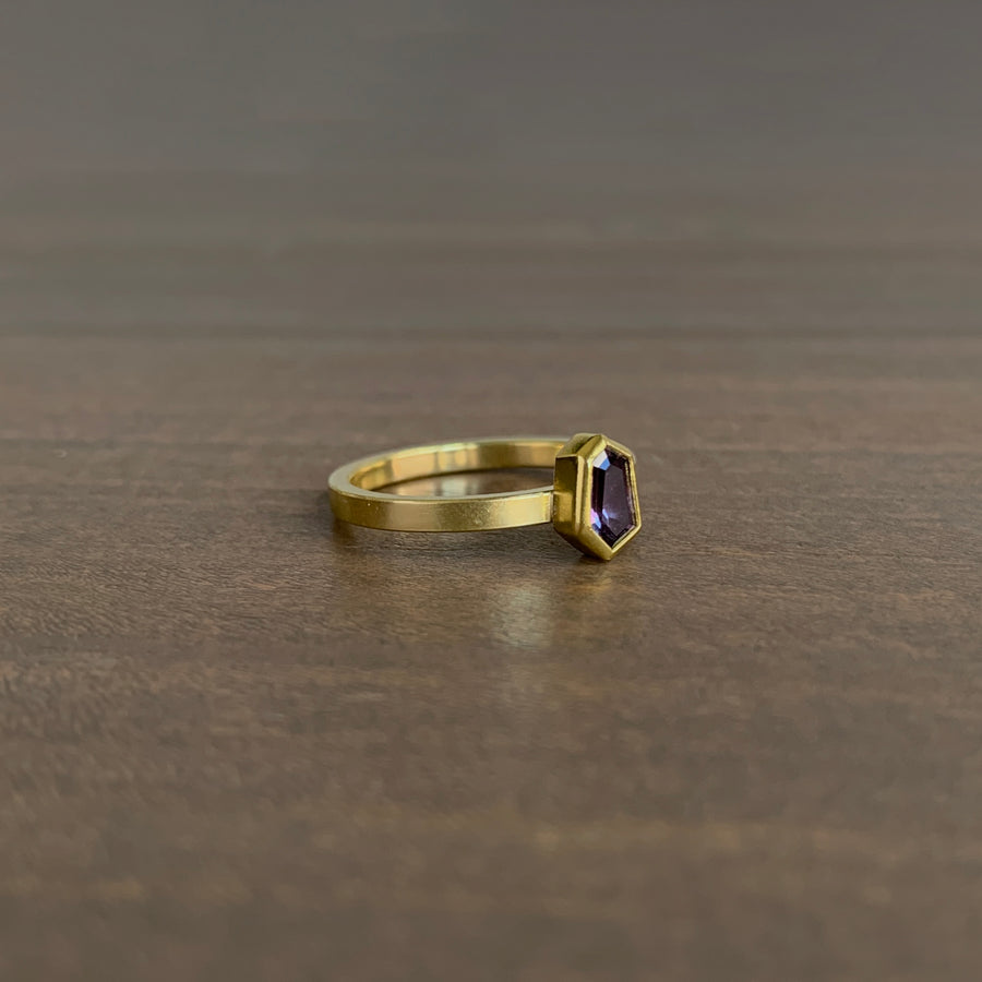 Purple Sapphire Geometric Ring