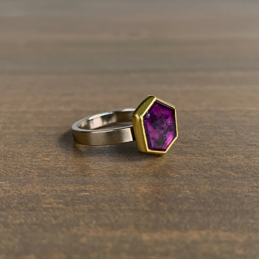 Purple Sapphire Hexagon Ring