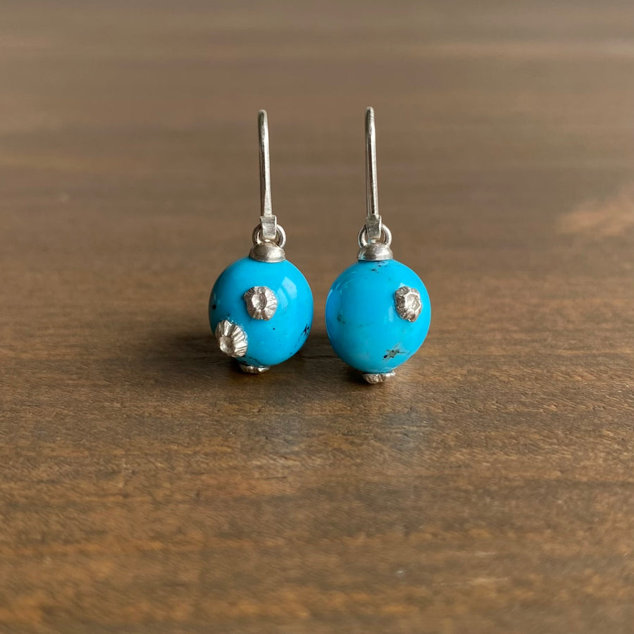 Turquoise Buoy Ruthie B. Earrings with Barnacles