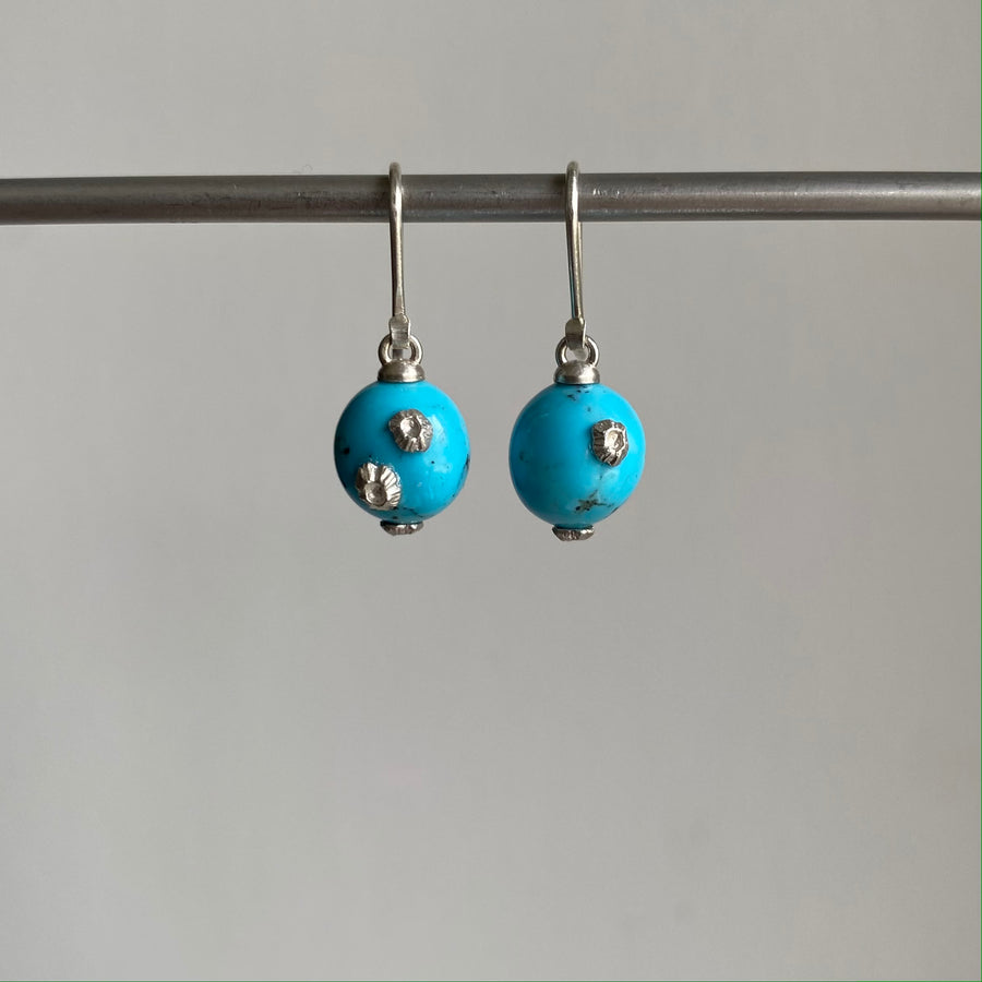 Turquoise Buoy Ruthie B. Earrings with Barnacles