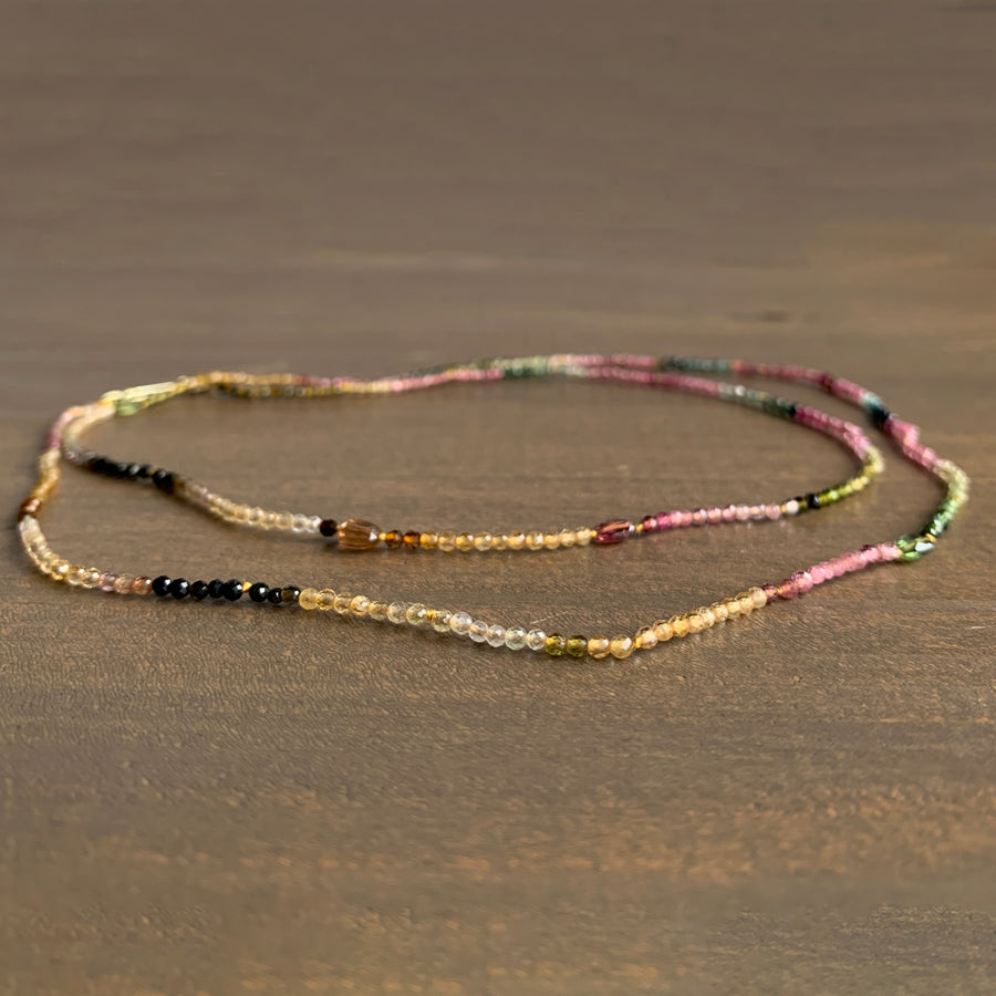 Multicolor Microfaceted Tourmaline Strand