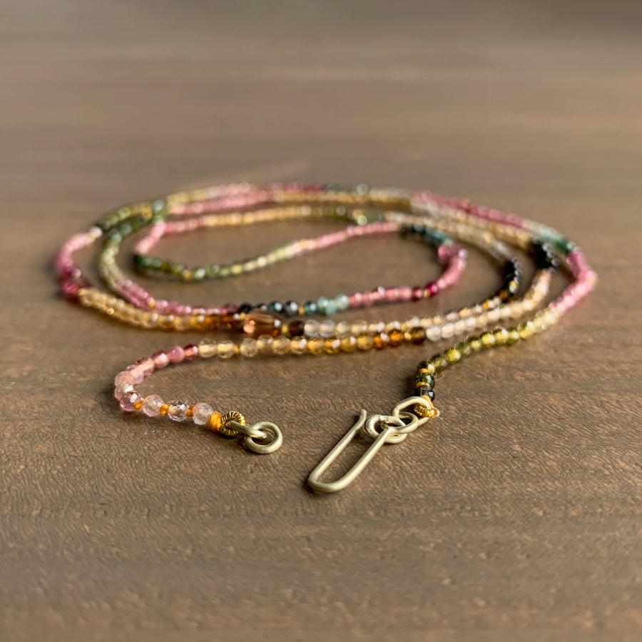 Multicolor Microfaceted Tourmaline Strand