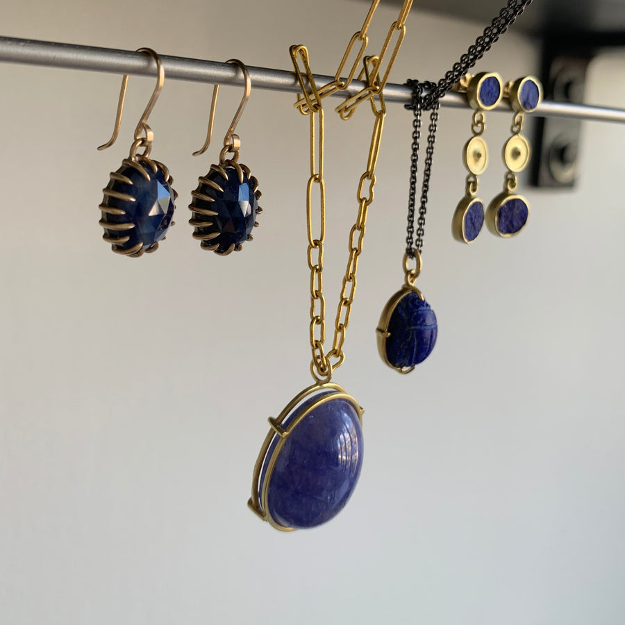 Temple Earrings with Lapis Lazuli