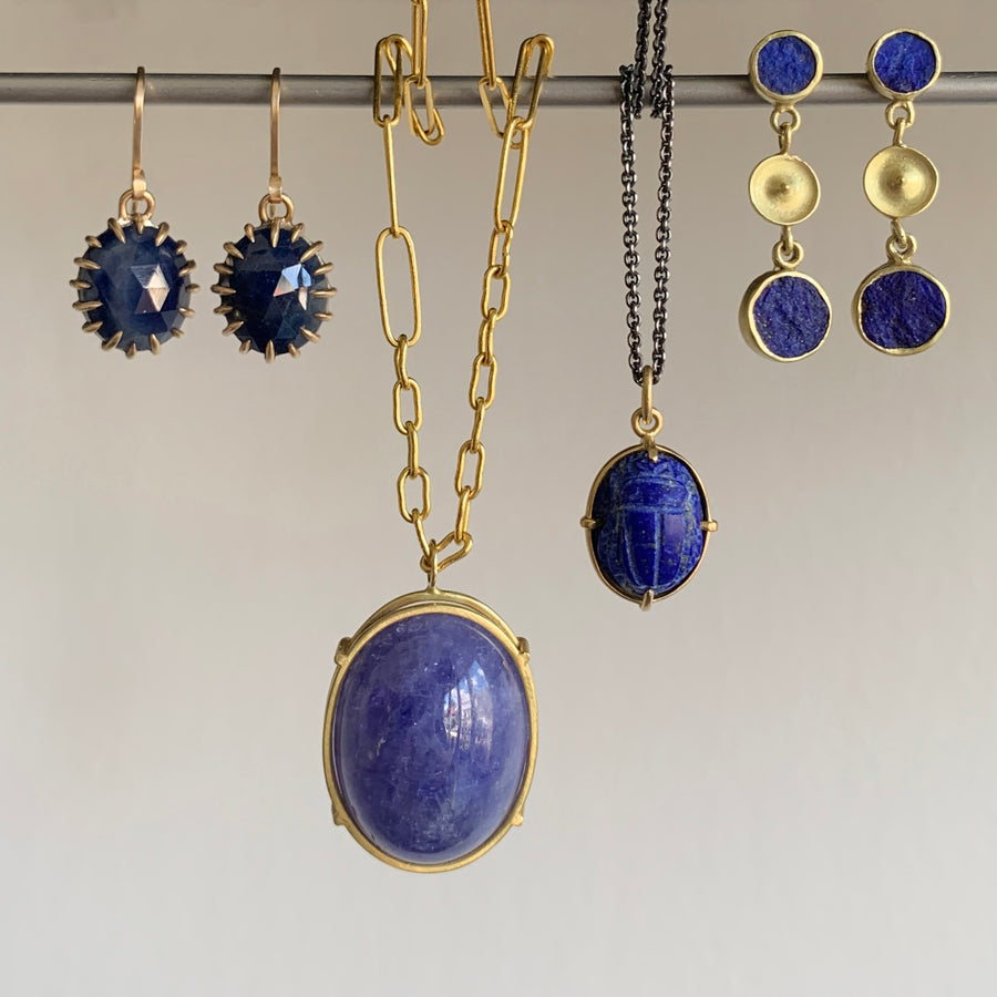 Temple Earrings with Lapis Lazuli