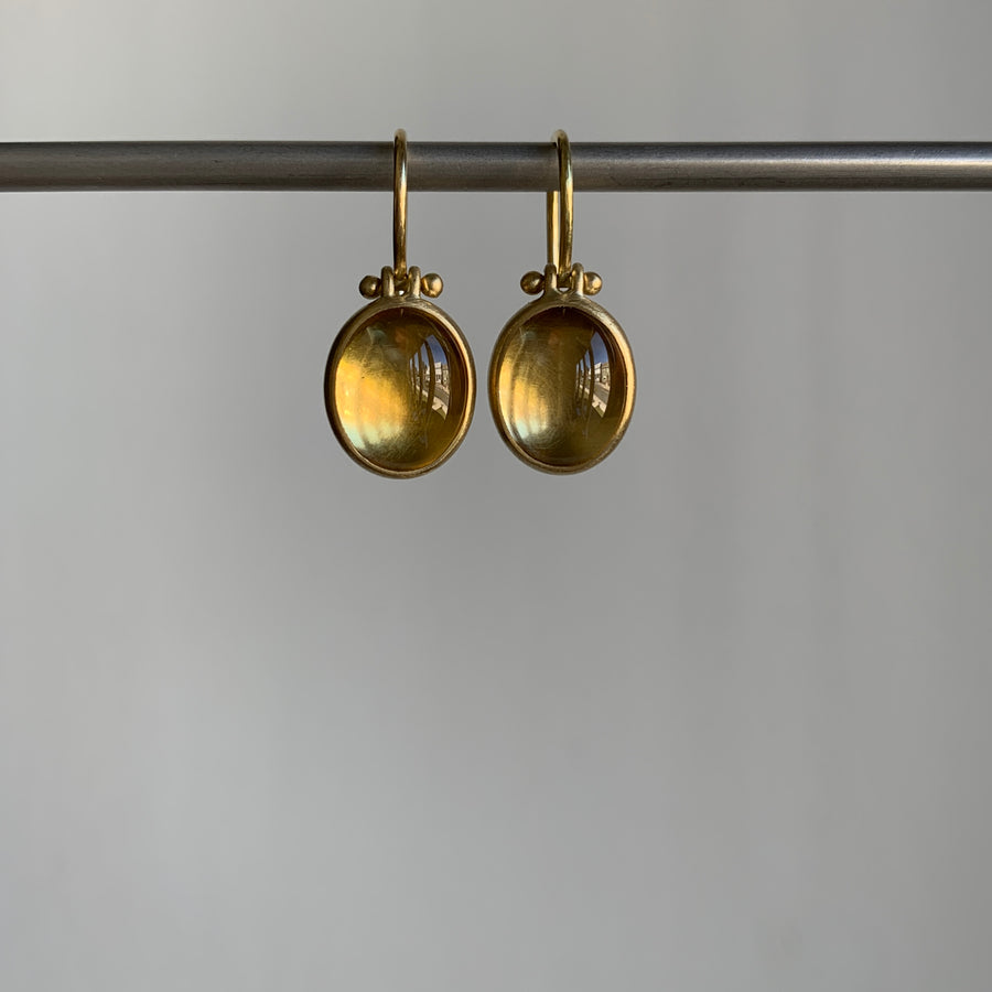 Golden Citrine Oval Earrings