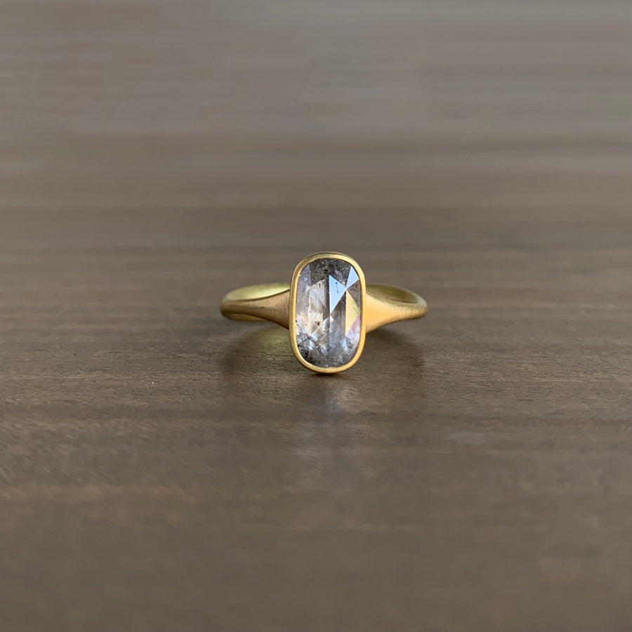 Oblong Grey Diamond Ring