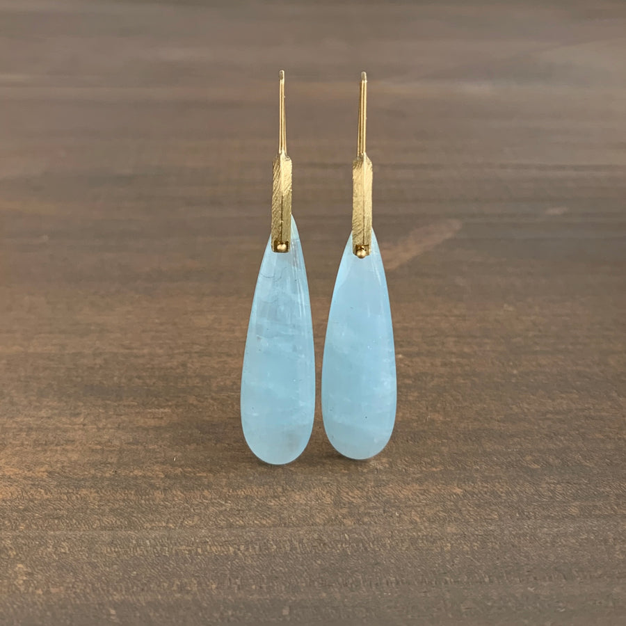 Large Aquamarine Teardrop Bridle Bit Earrings