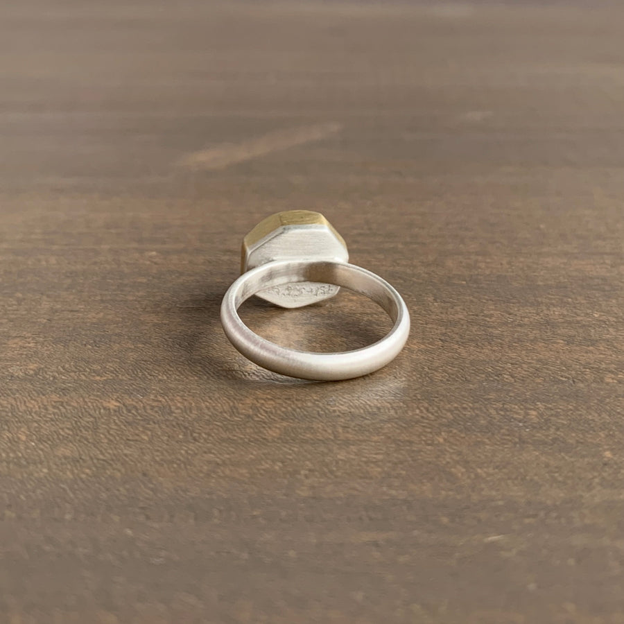 Geometric High Dome Aquamarine Ring