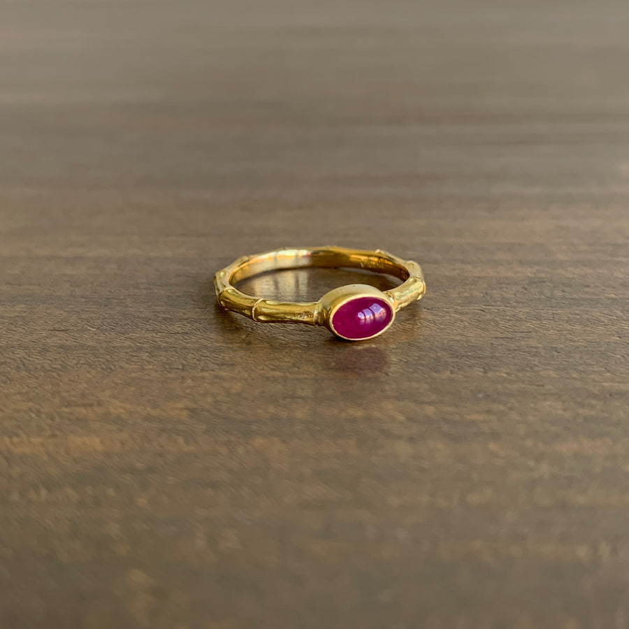 Ruby Cabochon Bamboo Ring