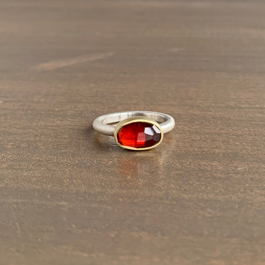 Oval Rose Cut Garnet Ring