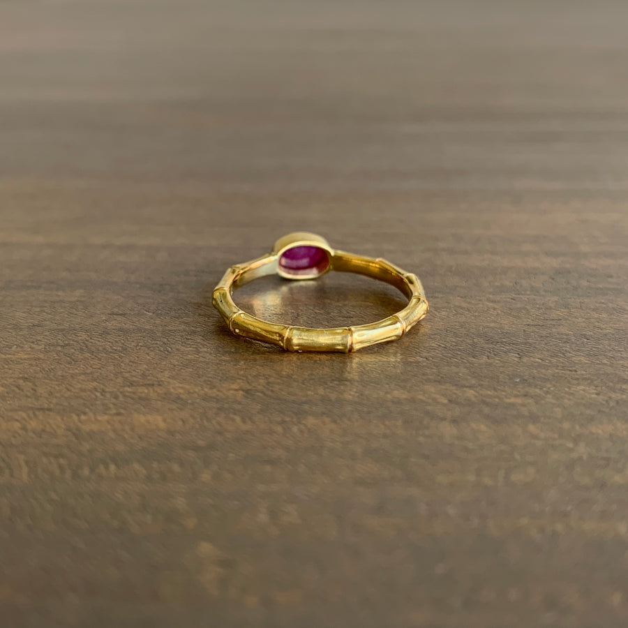 Ruby Cabochon Bamboo Ring