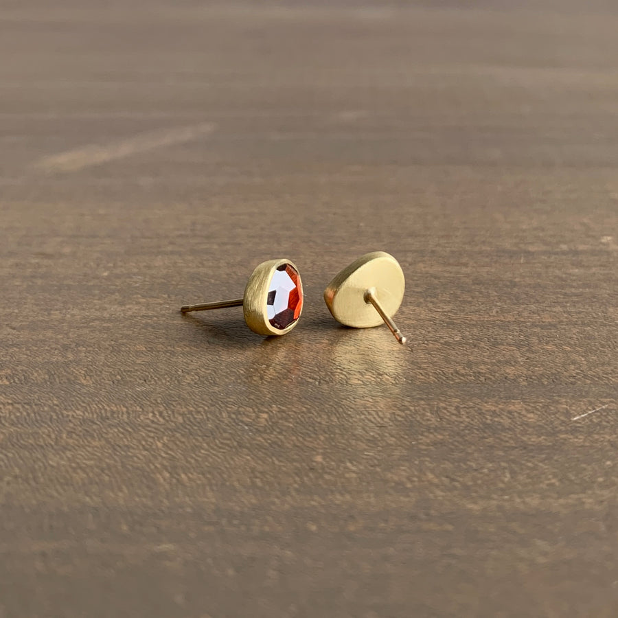 Rose Cut Garnet Studs