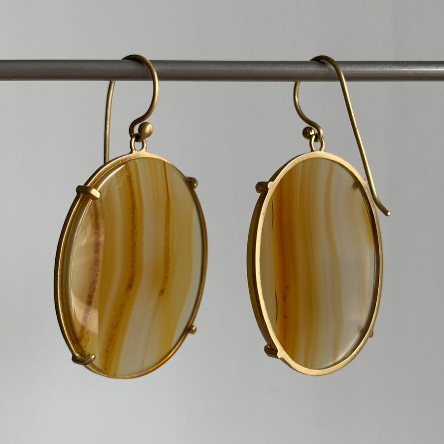 Oval Prong Set Montana Agate Earrings