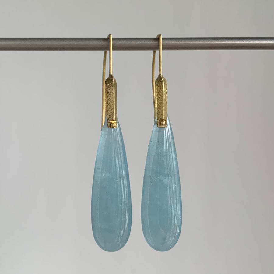 Large Aquamarine Teardrop Bridle Bit Earrings