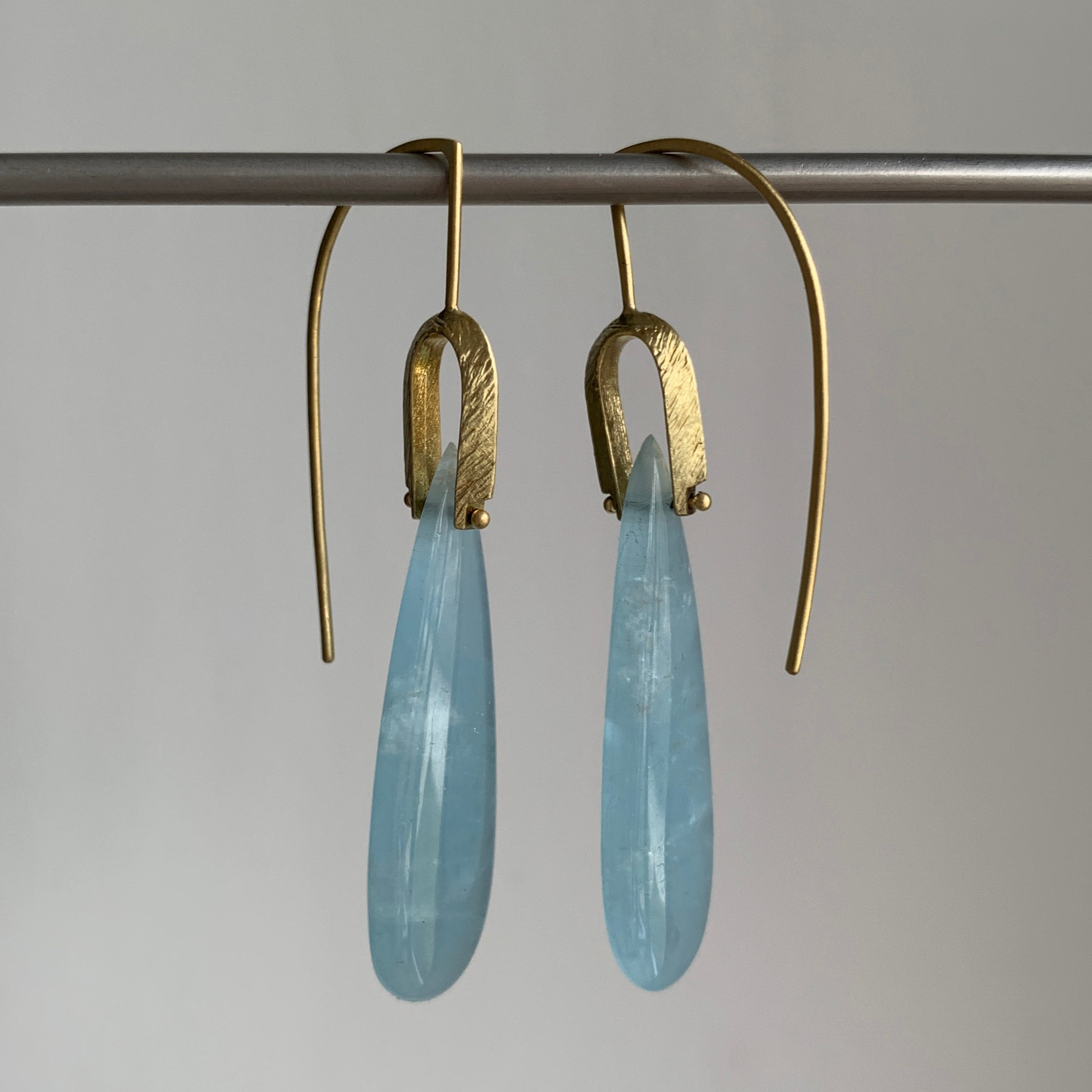 Heather Guidero Large Aquamarine Teardrop Bridle Bit Earrings