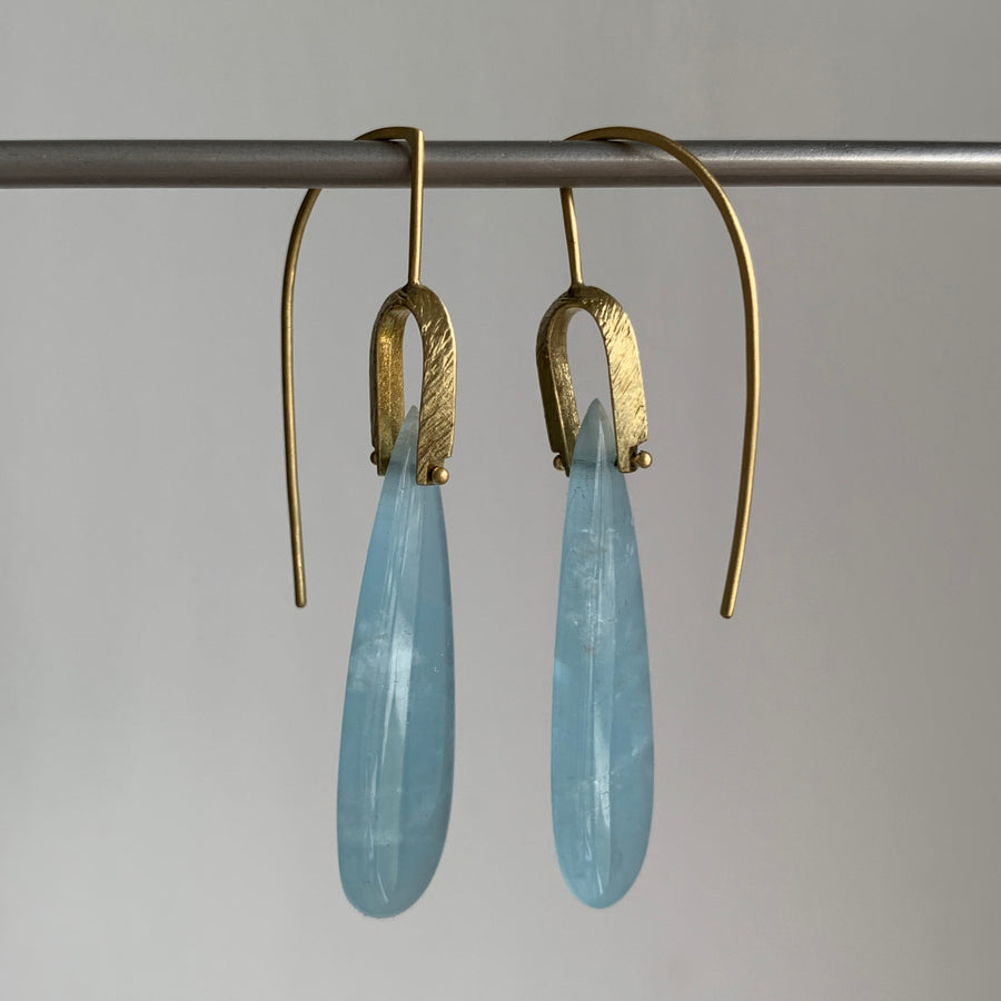Large Aquamarine Teardrop Bridle Bit Earrings