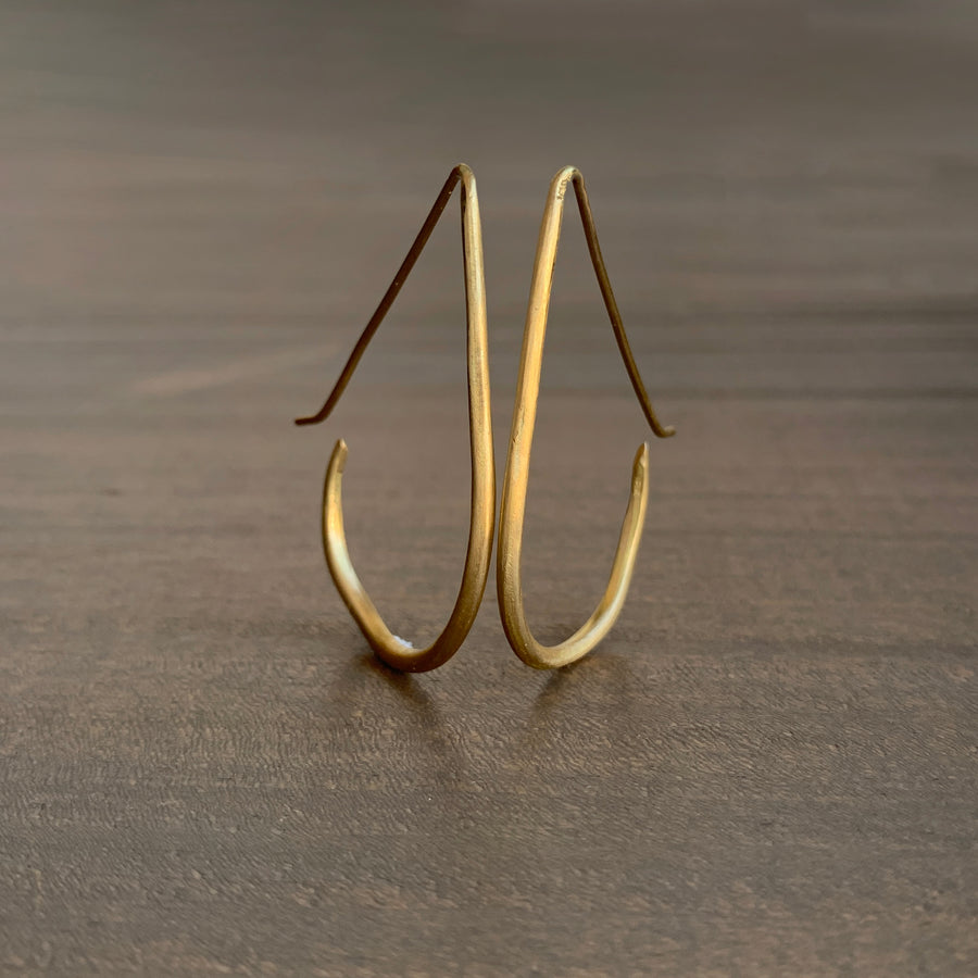 Vintage Gold Teardrop Hoop Earrings