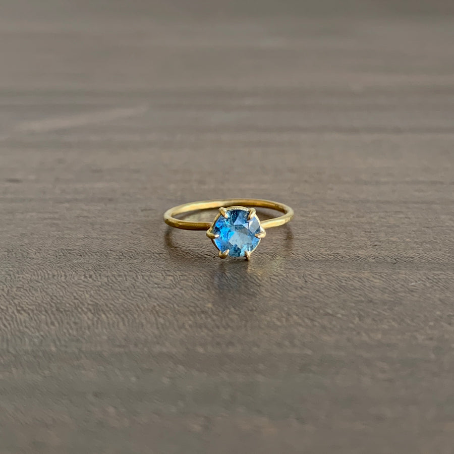 Round Aquamarine Mini Gem Ring