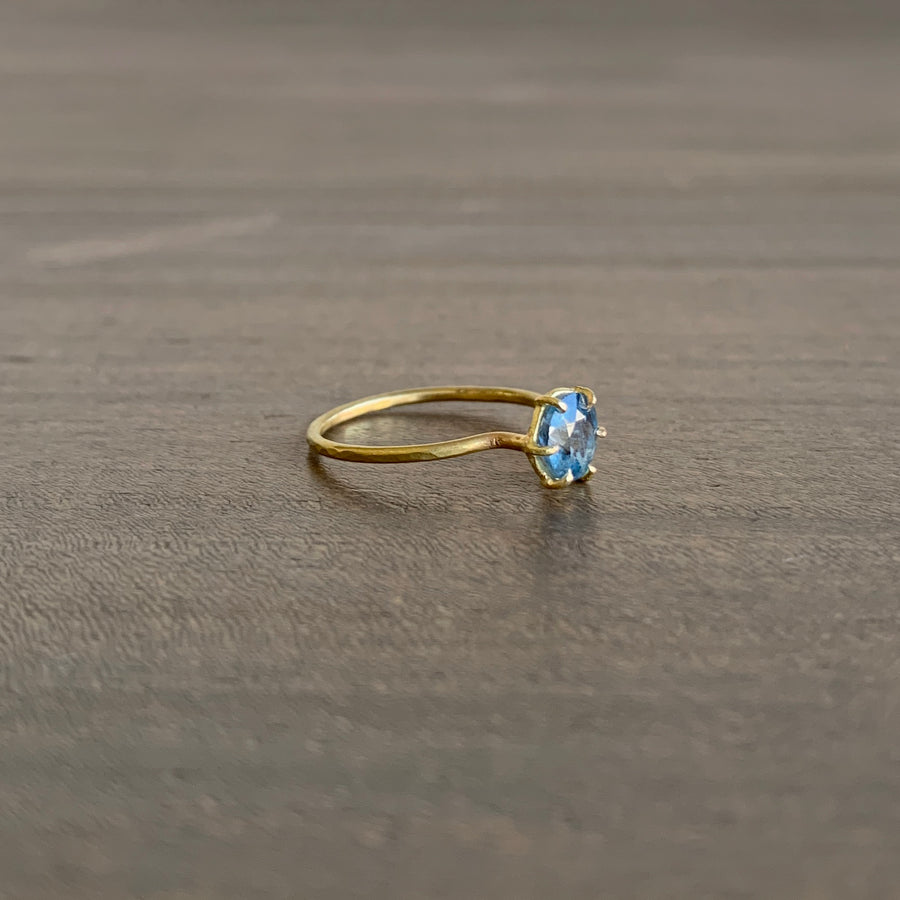 Round Aquamarine Mini Gem Ring