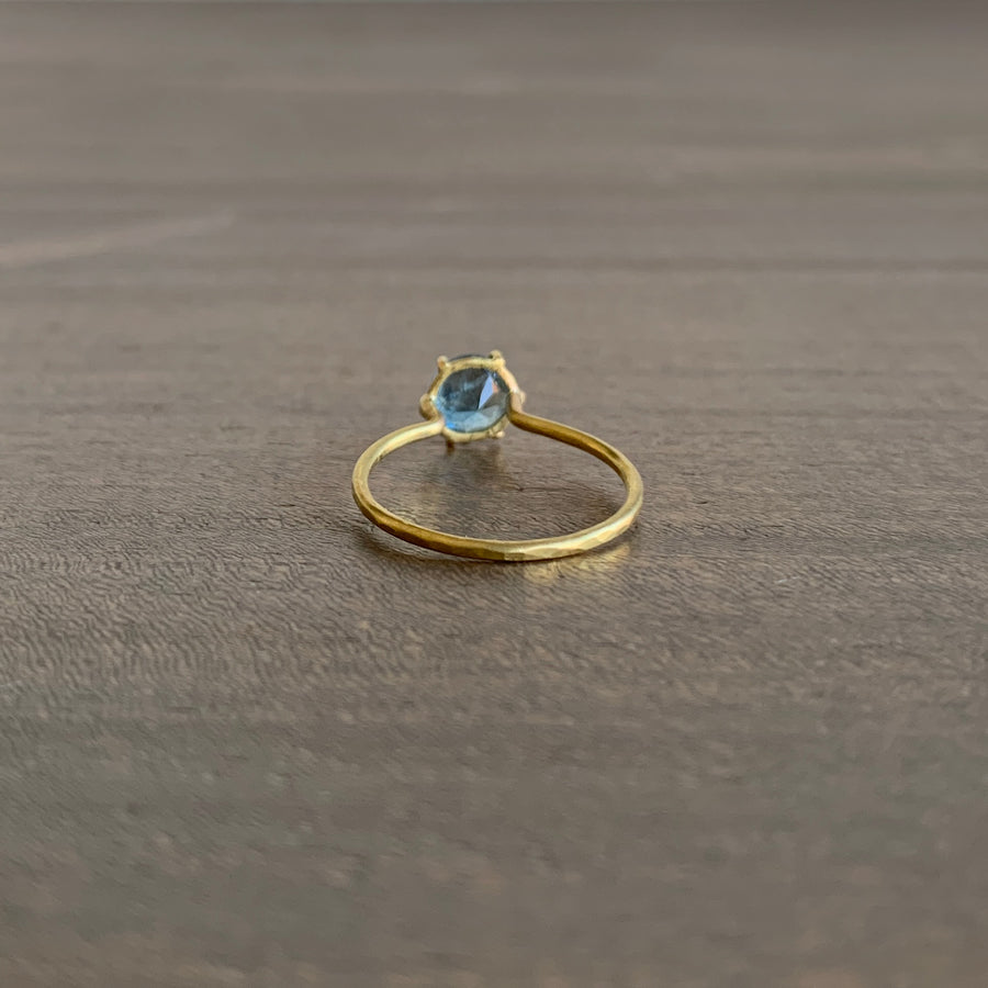 Round Aquamarine Mini Gem Ring