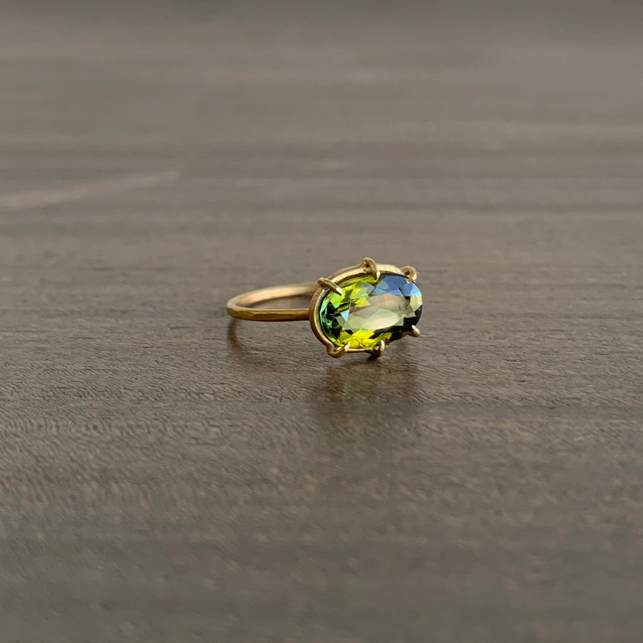 Oval Green Tourmaline Mini Gem Ring