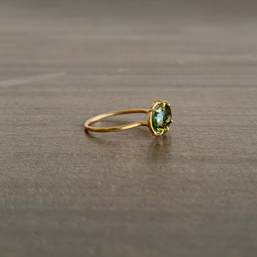 Oval Green Tourmaline Mini Gem Ring