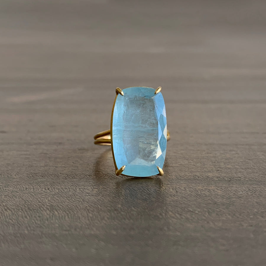 Cushion Cut Aquamarine Ring