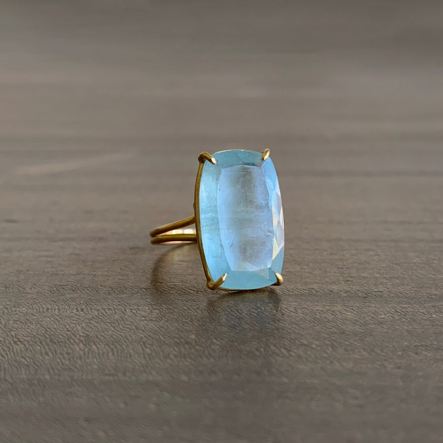 Cushion Cut Aquamarine Ring