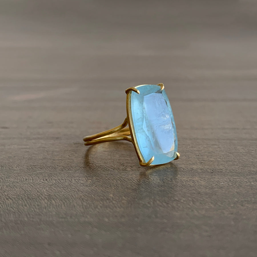 Cushion Cut Aquamarine Ring