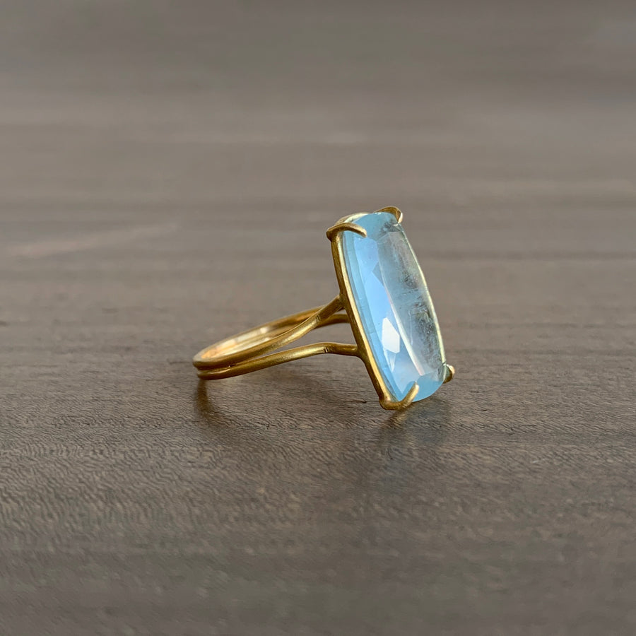 Cushion Cut Aquamarine Ring