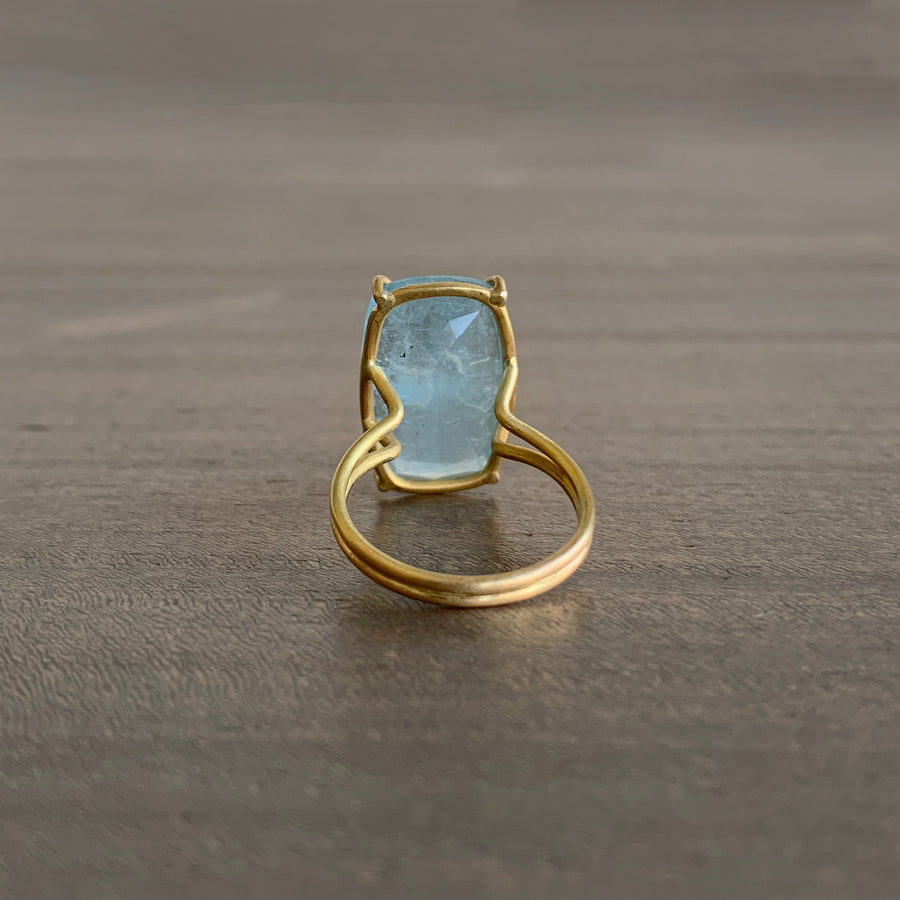 Cushion Cut Aquamarine Ring