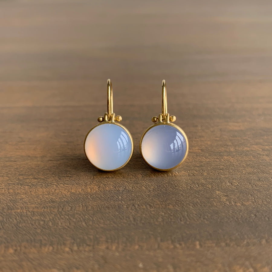 Round Chalcedony Cabochon Earrings
