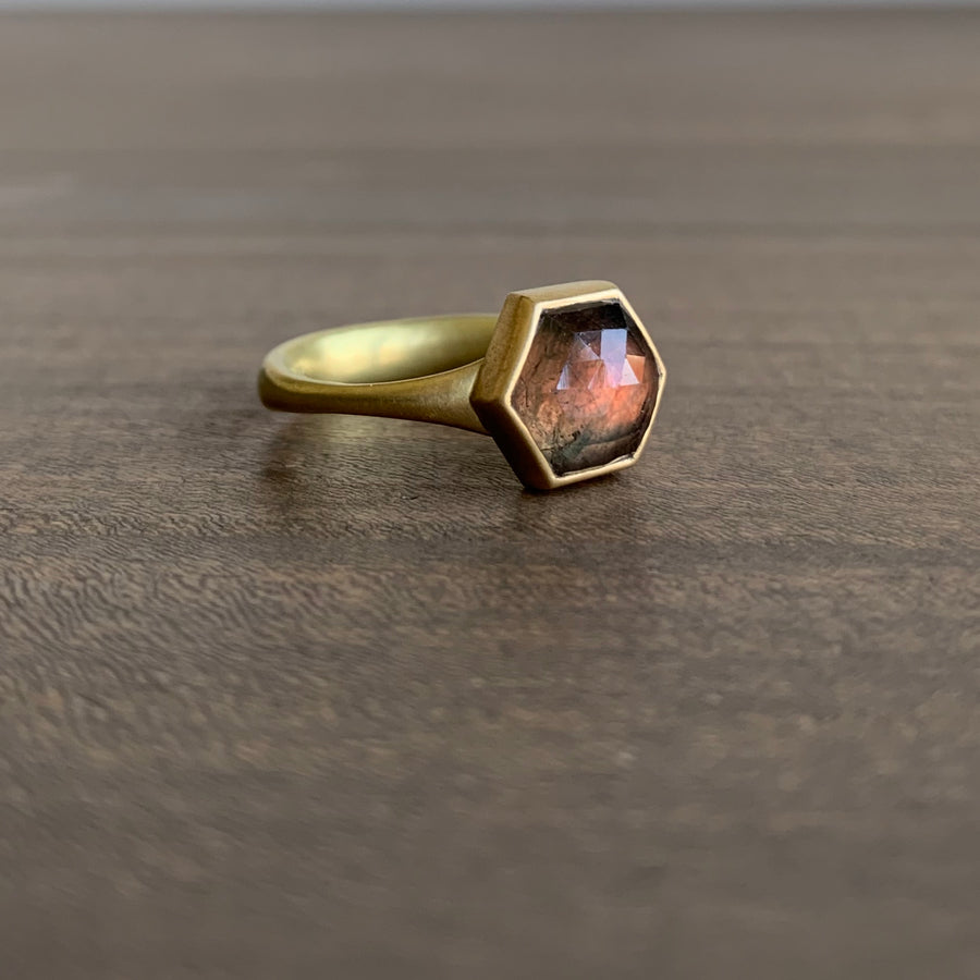 Natural Burgundy Hexy Sapphire Ring