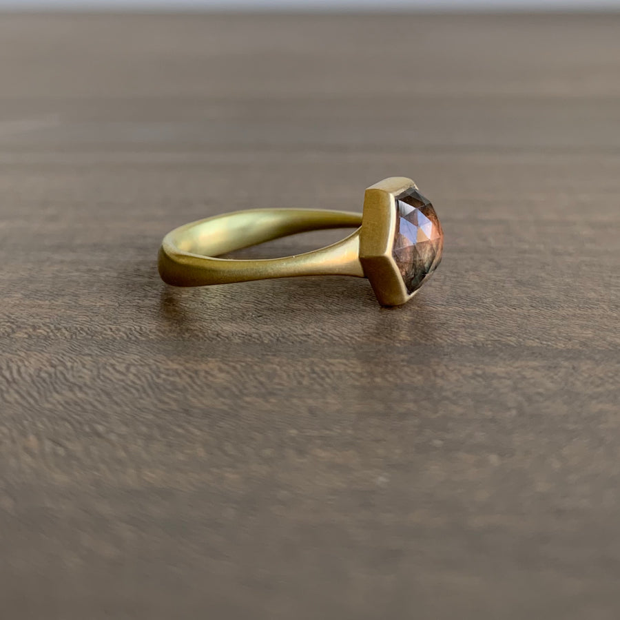 Natural Burgundy Hexy Sapphire Ring