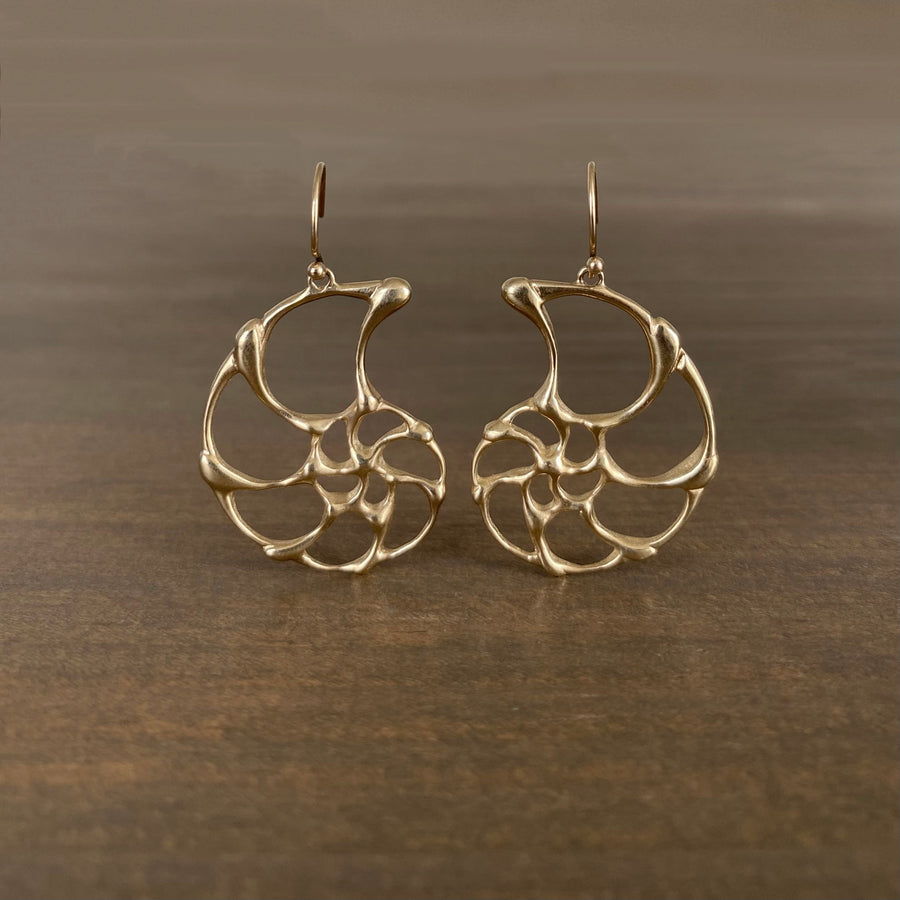 Small Gold Open Ammonite Earrings