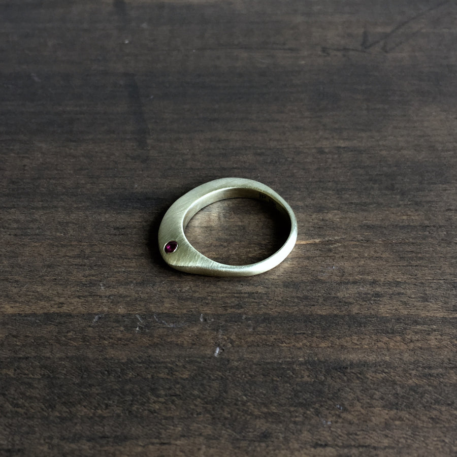 Gold Montauk Ring with Ruby