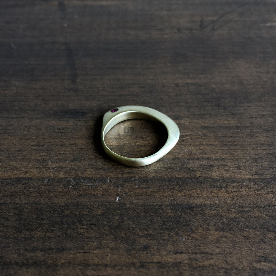 Gold Montauk Ring with Ruby