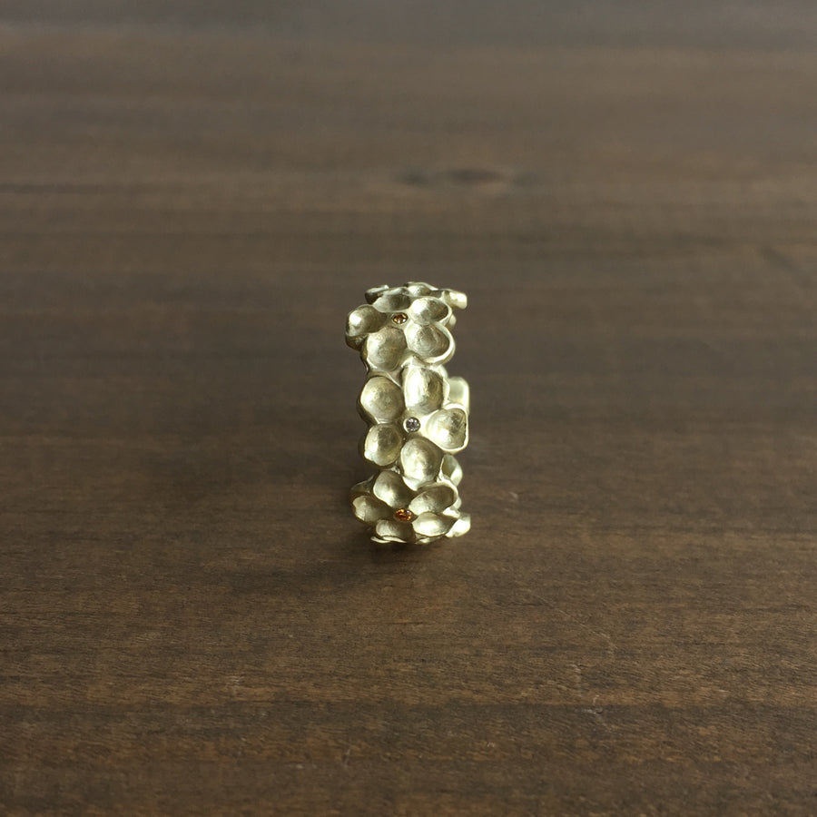 Gold Impatiens Band with Diamonds