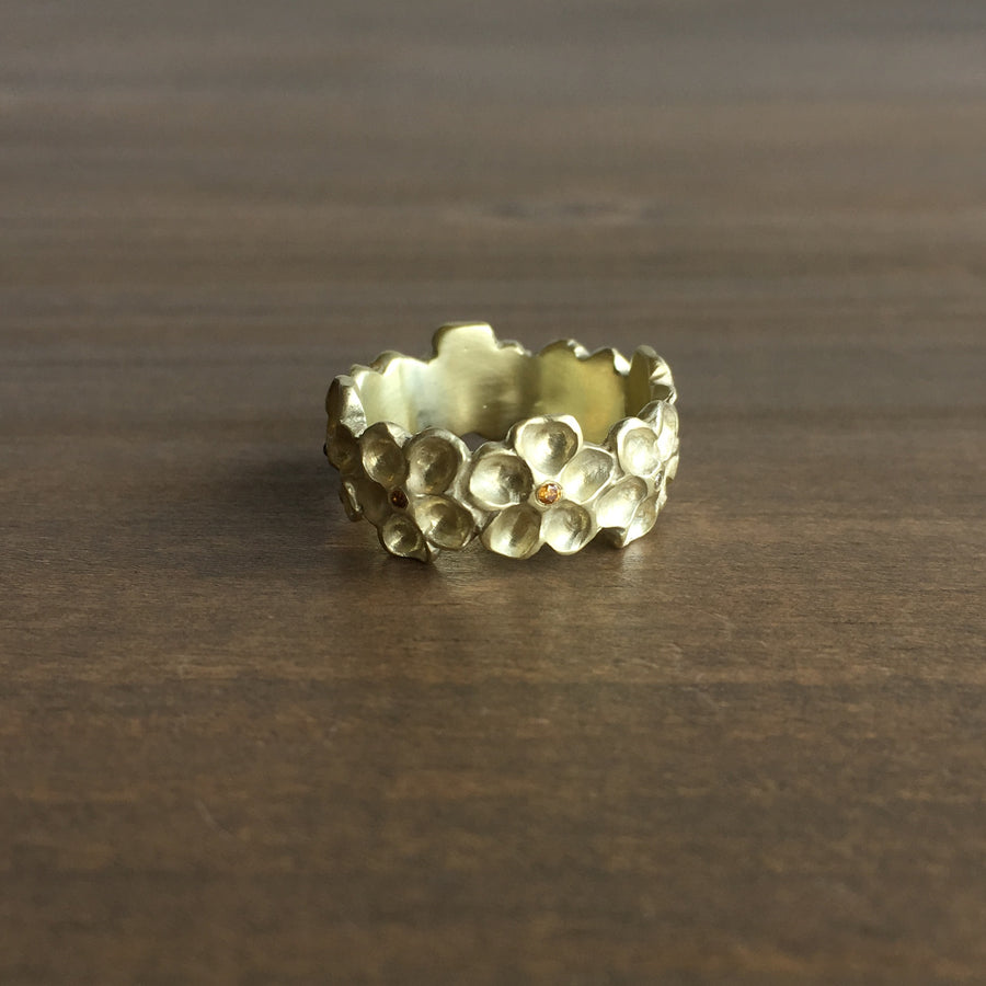 Gold Impatiens Band with Diamonds