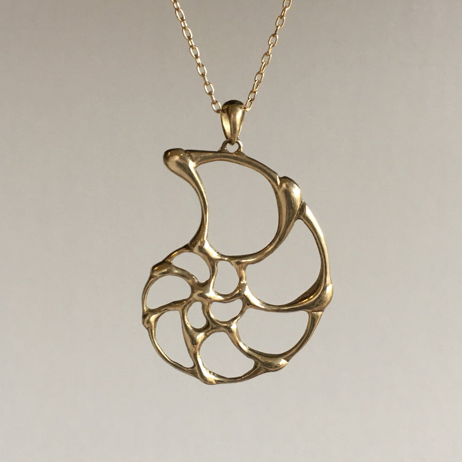 Small Gold Open Ammonite Pendant