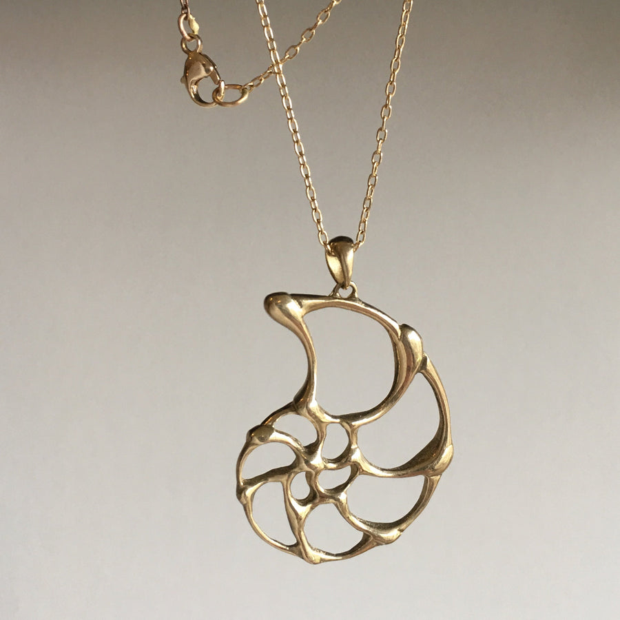 Small Gold Open Ammonite Pendant