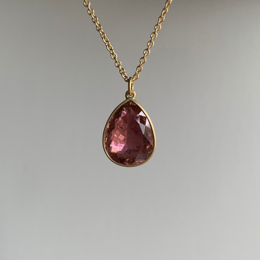 Rosy Tourmaline Teardrop Pendant