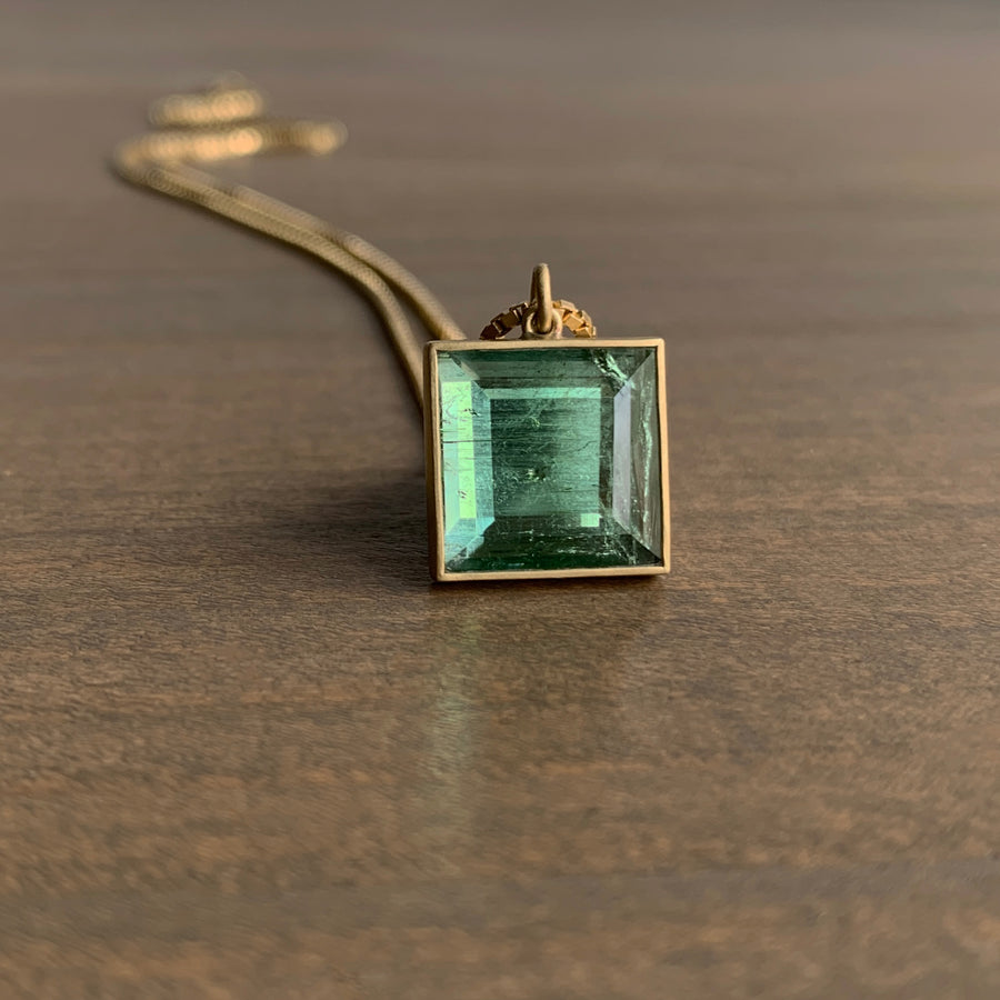 Square Minty Tourmaline Pendant