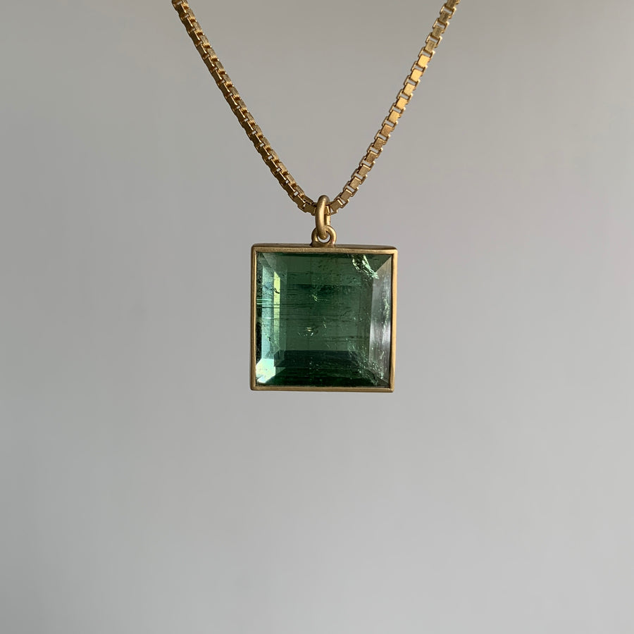 Square Minty Tourmaline Pendant