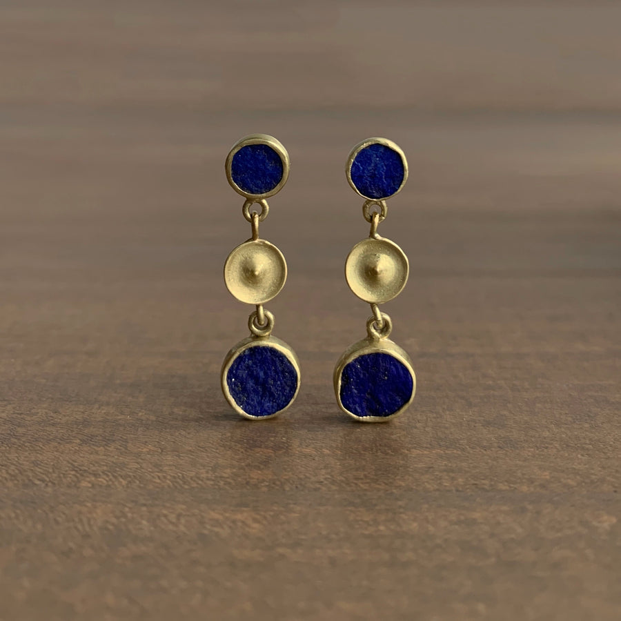 Temple Earrings with Lapis Lazuli